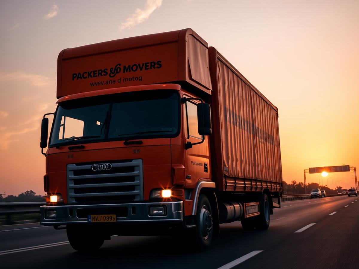 Our moving truck on the road